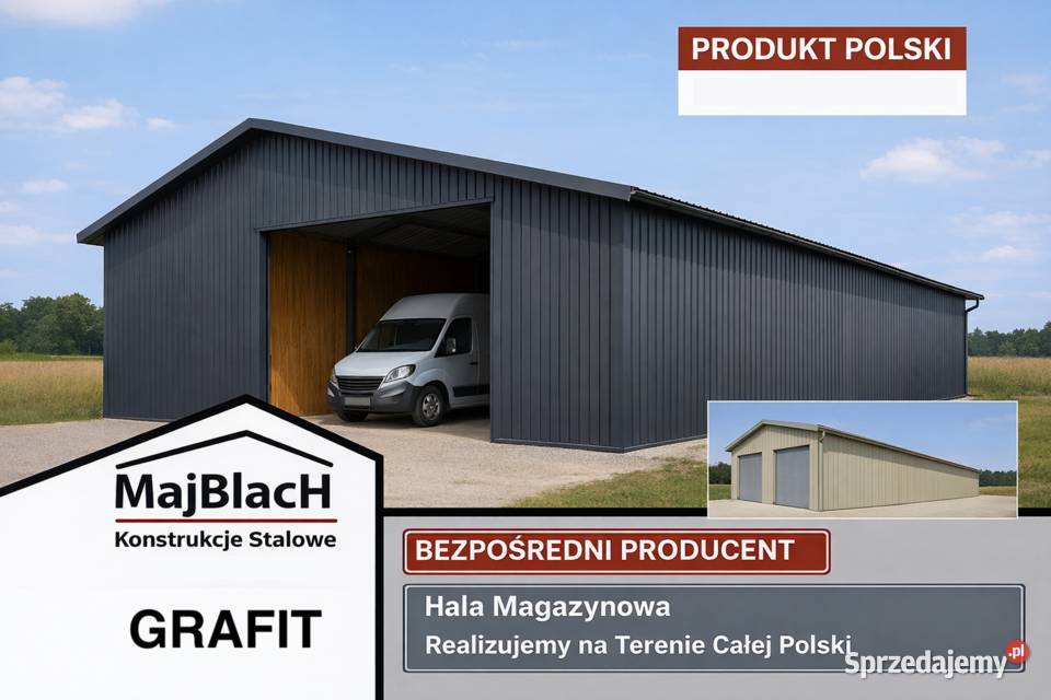 Garaż Blaszany Konstrukcja Stalowa Profil Grafit blacha podlaskie Grajewo