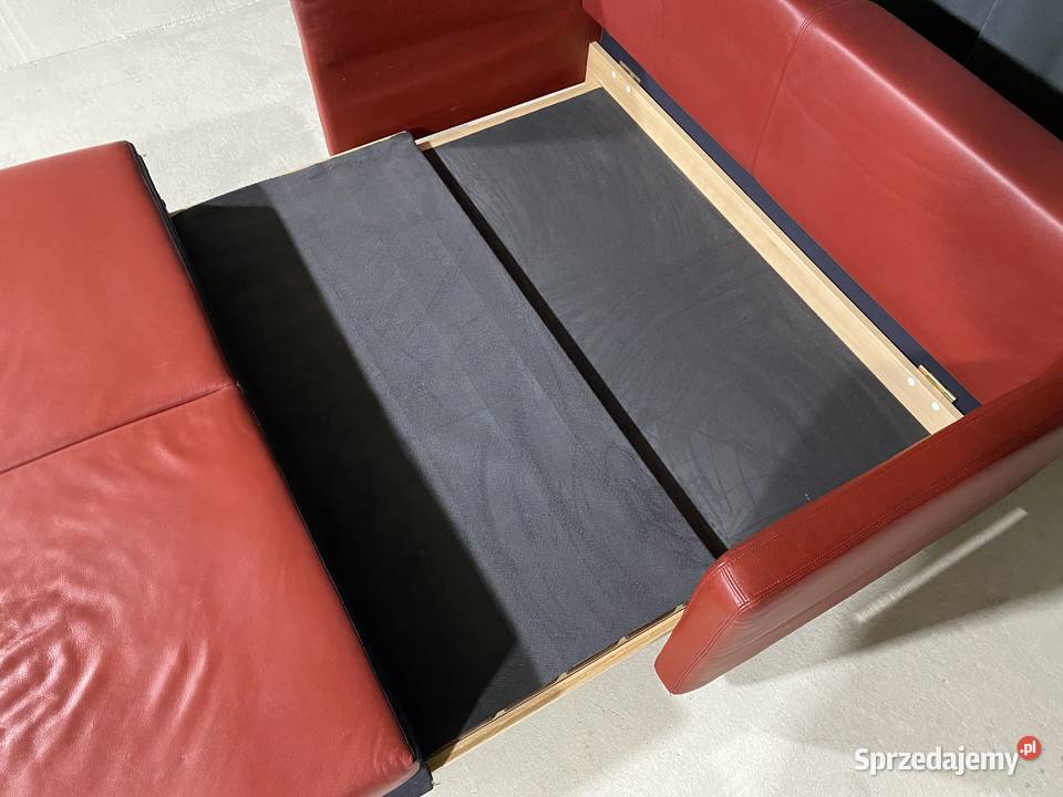 Czerwona skórzana sofa dwuosobowa z funkcją Sofy i kanapy