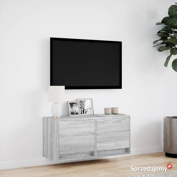 Ścienna szafka TV z LED szary dąb sonoma mazowieckie Warszawa