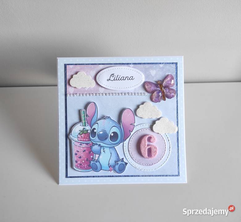 Kartka ręcznie robiona na urodziny Stich 2 Łódź