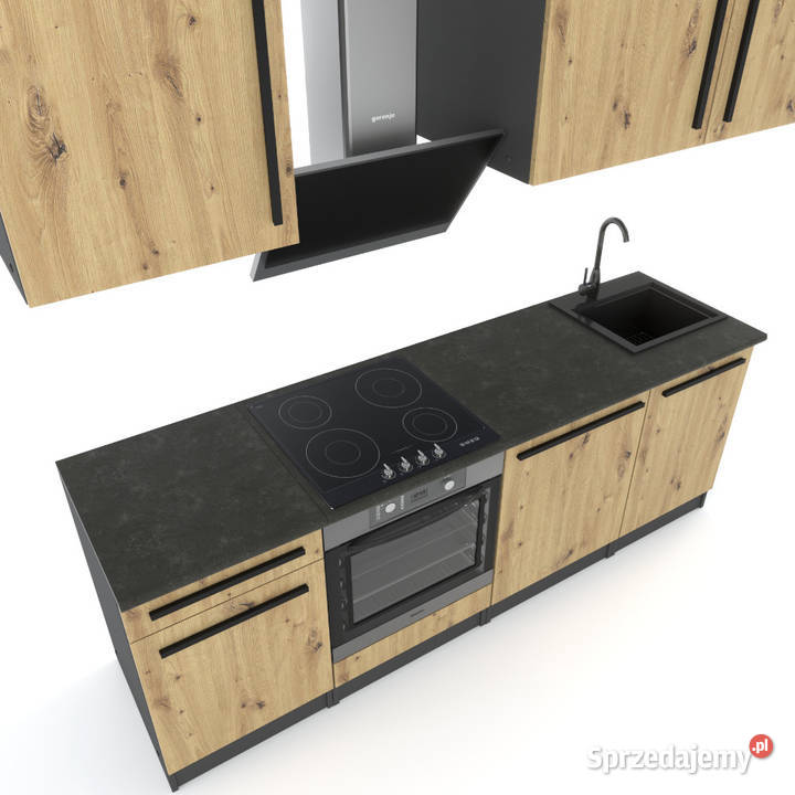 Meble Kuchenne Szare Z Drewnem Agata 22m 155cm Kuchenne Elbląg