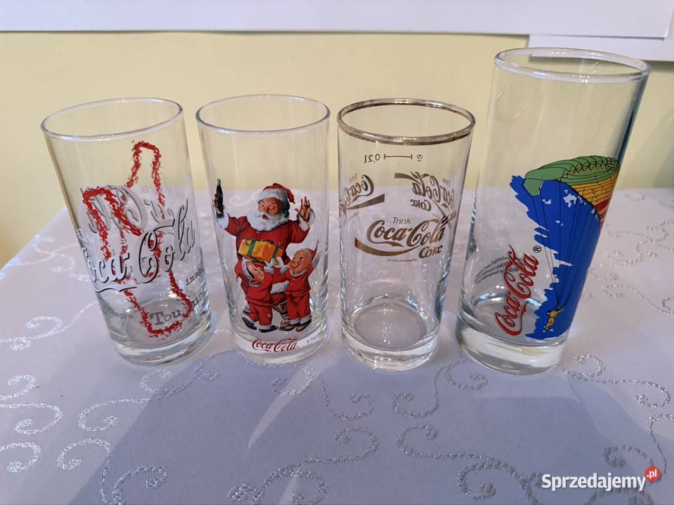 Szklanki CocaCola z logo Zestaw Mikołaja Retro śląskie Czerwionka-Leszczyny