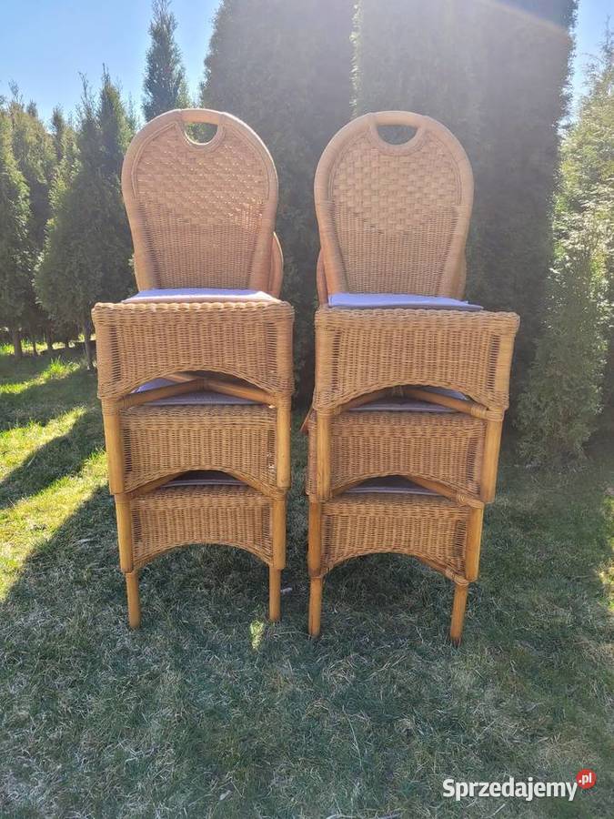 Komplet 6 foteli z ratanu z poduchą Białogard