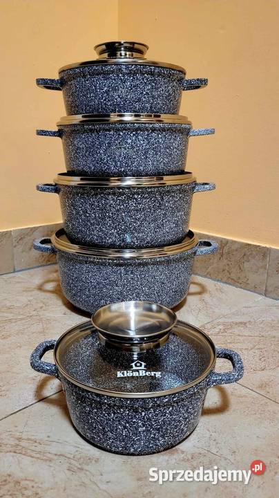 Garnki marmurkowe 5 czarne szare Garnki i szybkowary Szczecin
