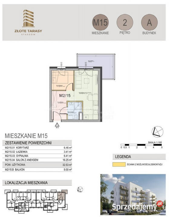 M15 3253 m 2 pokoje balkon 2 piętro Staszów sprzedam