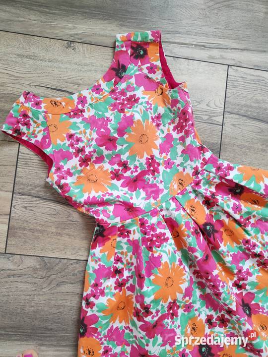 Rozkloszowana sukienka w kwiaty Zara XS S M Zara Jasło