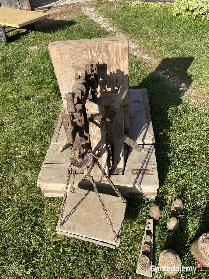 Waga dziesiętna z odważnikami antyk Julków