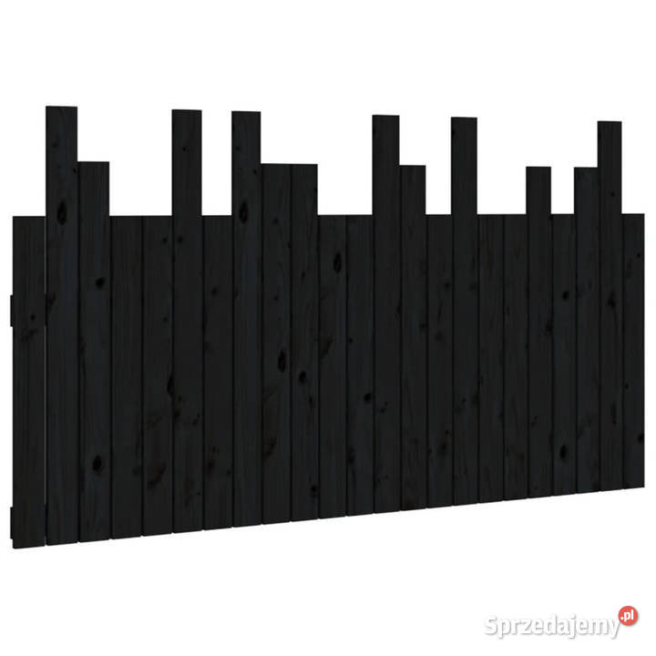 Wezgłowie łóżka czarne 1465x3x80 lite drewno