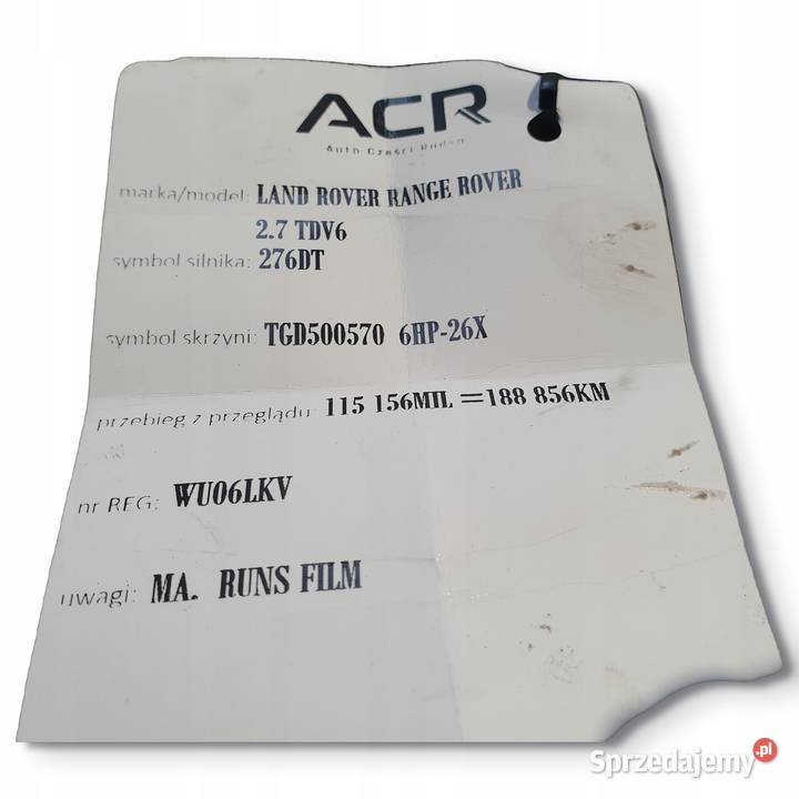 ALTERNATOR Range Rover Sport 27 TD V6 1042103710 Układ elektryczny, zapłon lubelskie Chełm