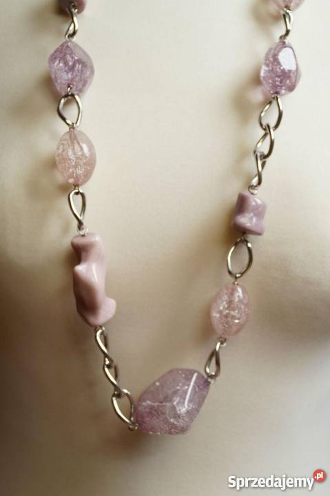 HEXELINE naszyjnik korale kamienie akryl pudrowy Toruń