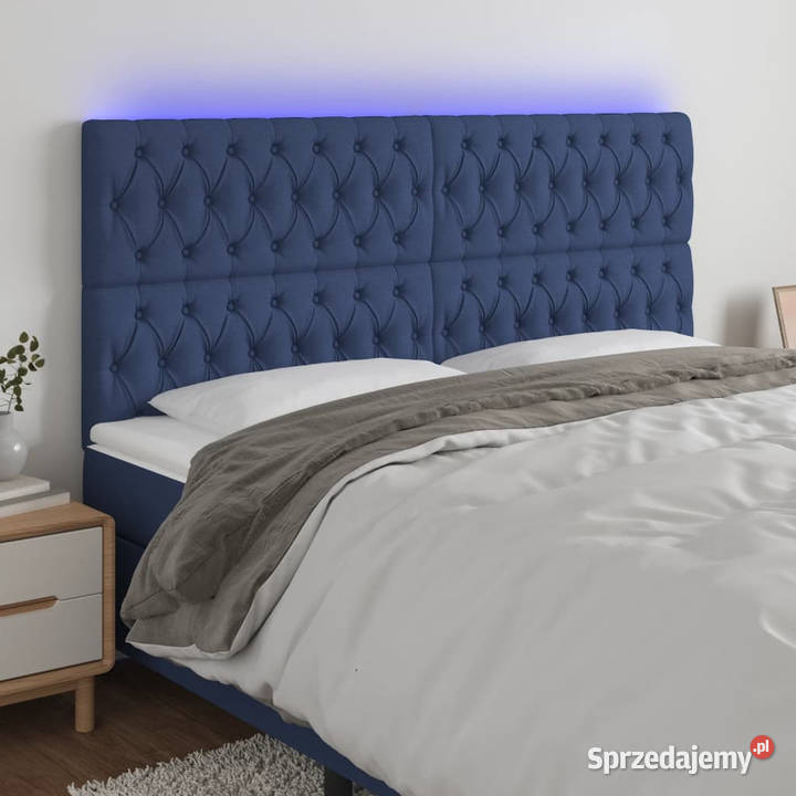 Zagłówek do łóżka z LED niebieski 200x7x118128 mazowieckie Warszawa