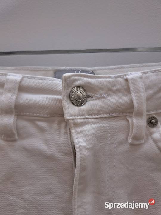 Białe jeansy rurki 157 Snake wysoki stan klasyka Spodnie pomorskie Trąbki Wielkie