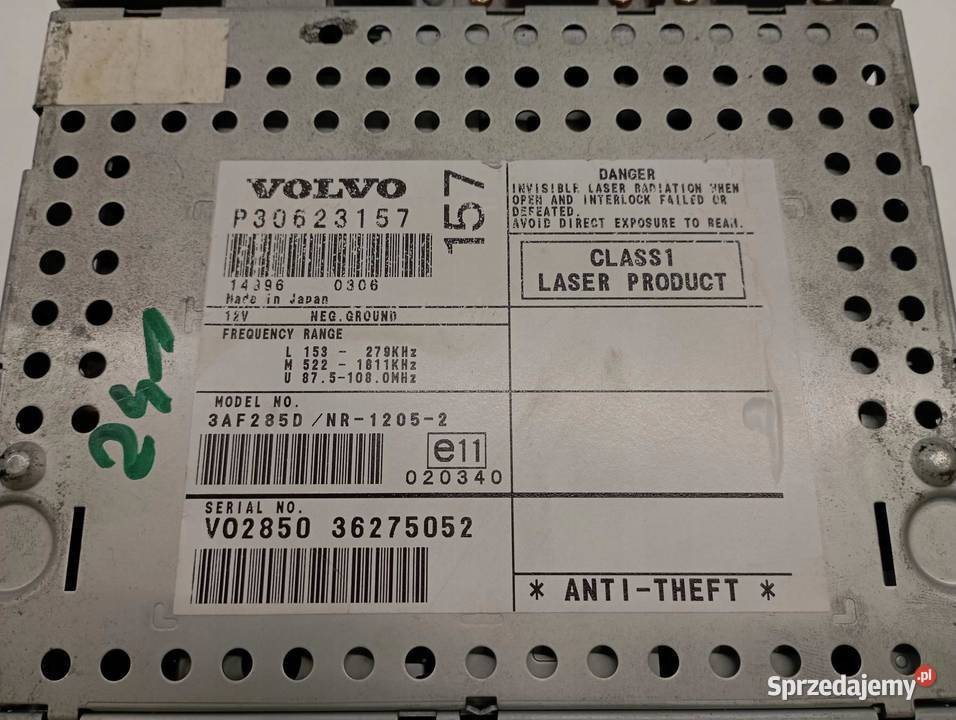 RADIO LIFT 30623157 Volvo V40 I 19952004 Sprzęt audio fabryczny