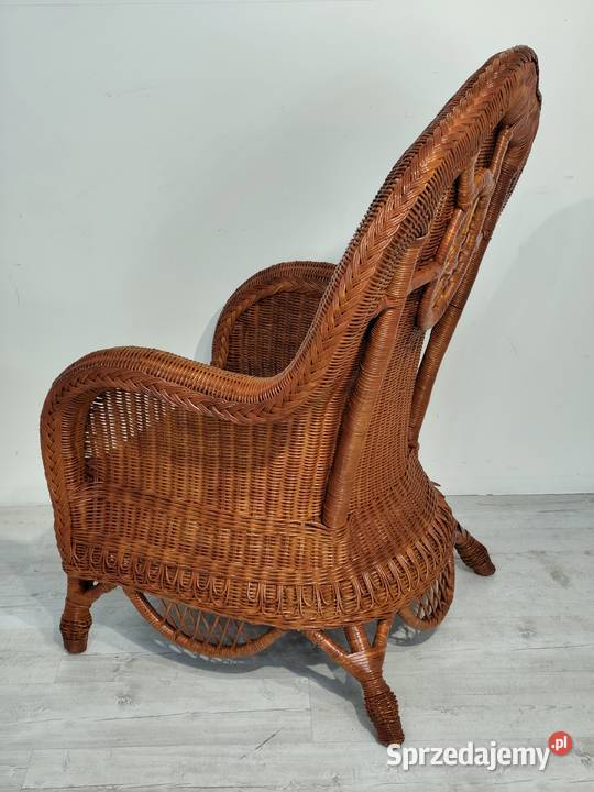 Unikatowy Fotel Wiklinowy Rattanowy Styl Vintage Poddębice