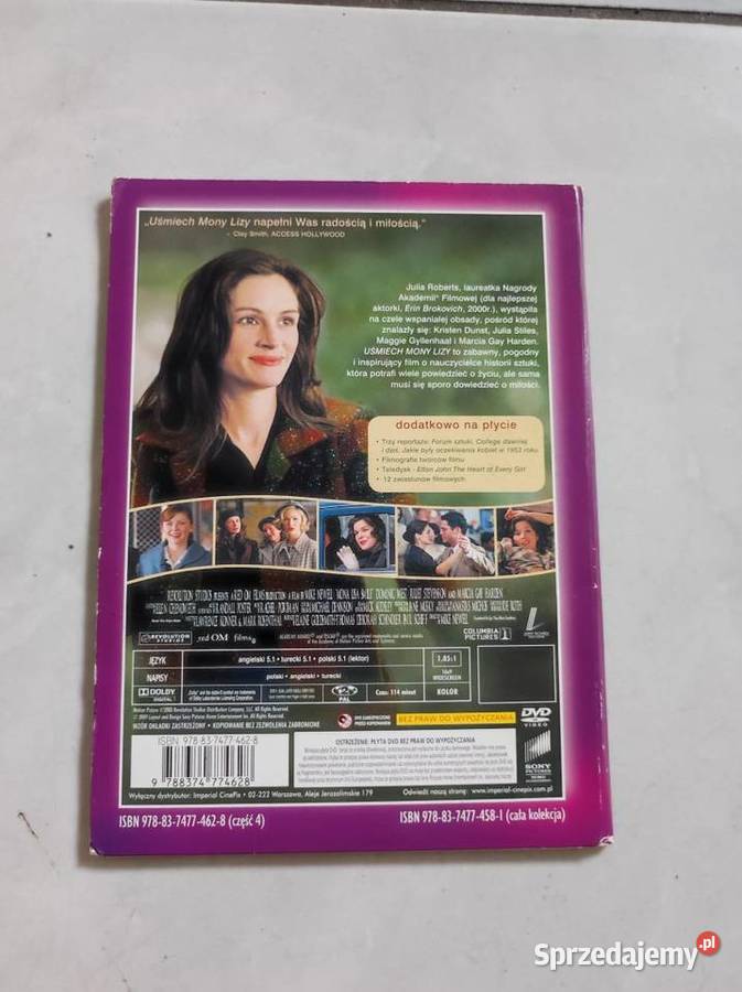 DVD Uśmiech Mony Lizy film książka Julia Roberts romans świętokrzyskie Kielce