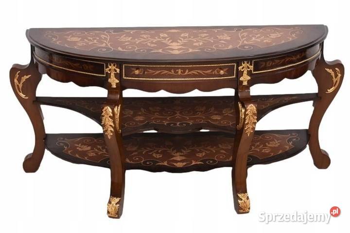 Piętrowa Drewniana Konsola Przyścienna Stolik Kraków