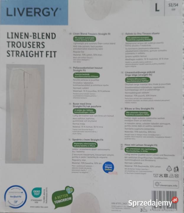 LIVERGY spodnie męskie z lnem i bawełną beżowe warmińsko-mazurskie Ełk