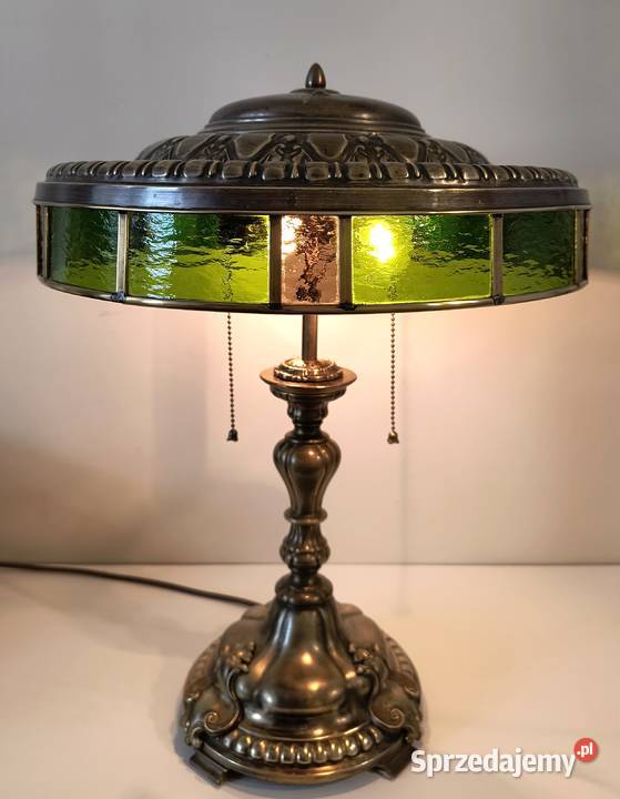 Stara lampa mosiądz witraż szkło Antyki