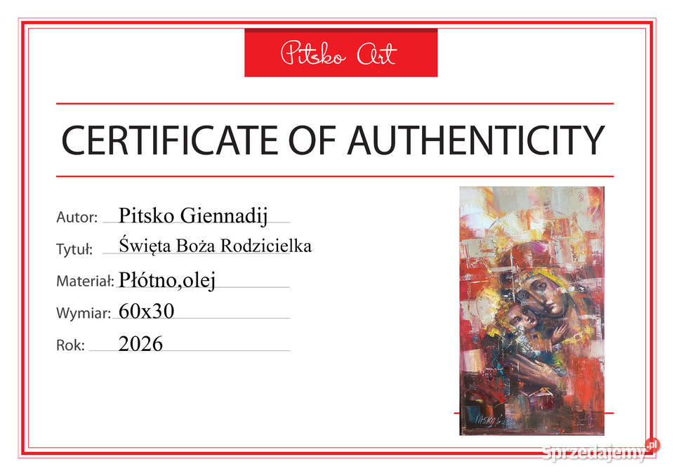 Pitsko Giennadij 60x30Święta Boża Rodzicielka Malarstwo Rumia