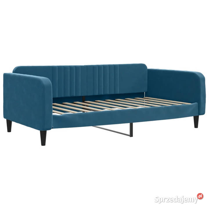 Sofa z funkcją spania niebieska obita aksamitem Łóżka Warszawa