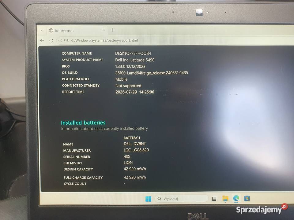 Dell Latitude 5490 i78650U 16GB RAM SSD 256GB Dell Gliwice