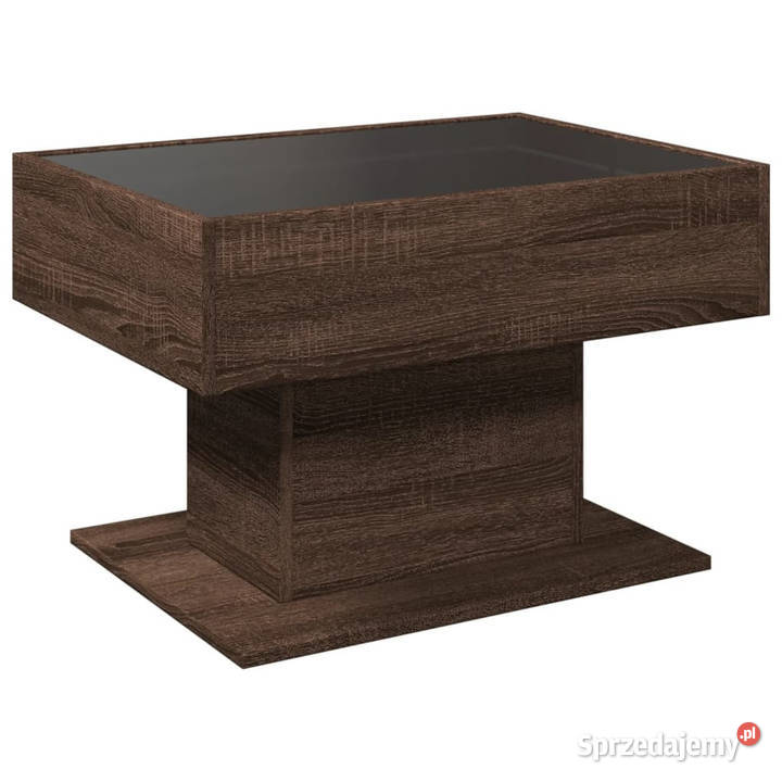 Stolik kawowy z LED brązowy dąb 70x50x45 Warszawa