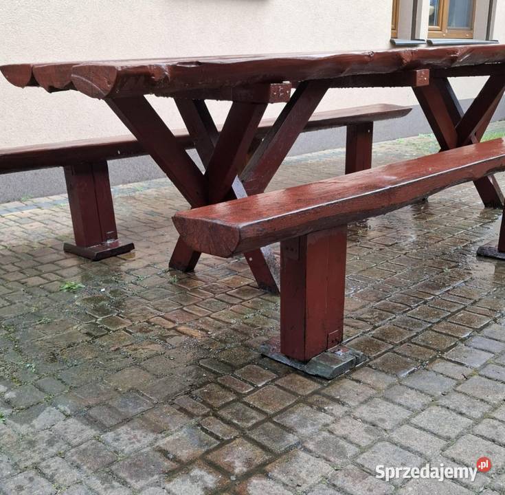 Stół i ławki komplet ogrodowy Plewiska