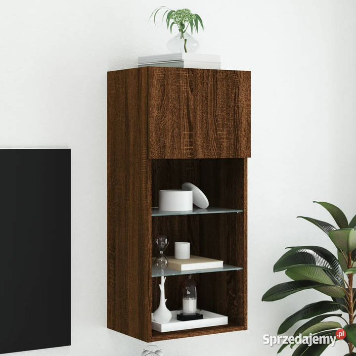 Szafka TV z LED brązowy dąb 405x30x90 WM837055 Warszawa