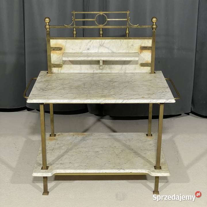 Antyczna konsola etażerka marmurowa z mosiężnym Budno sprzedam
