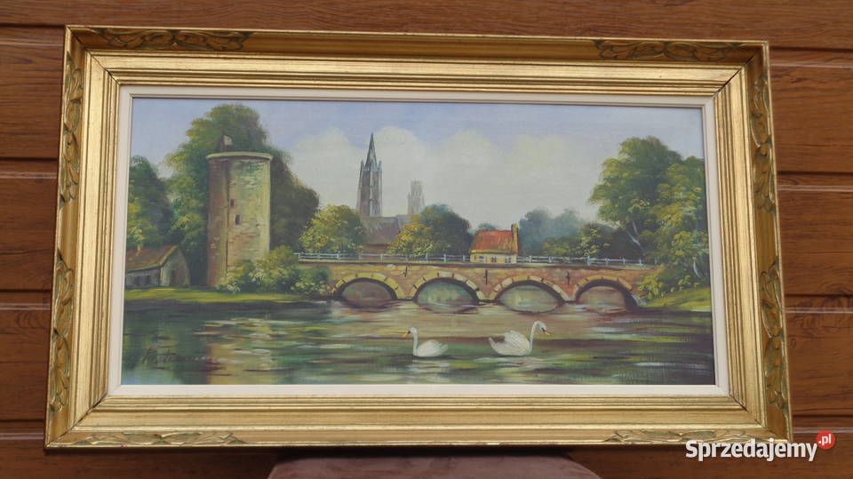 obraz olejny na płótnie ładna rama Mielnica Duża