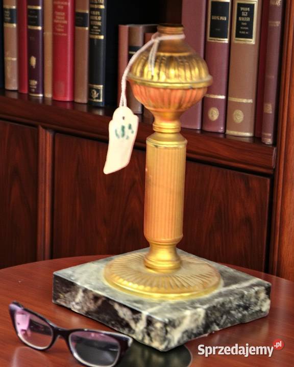 Lampka stolikowa mosiądz marmur Belgia Francja