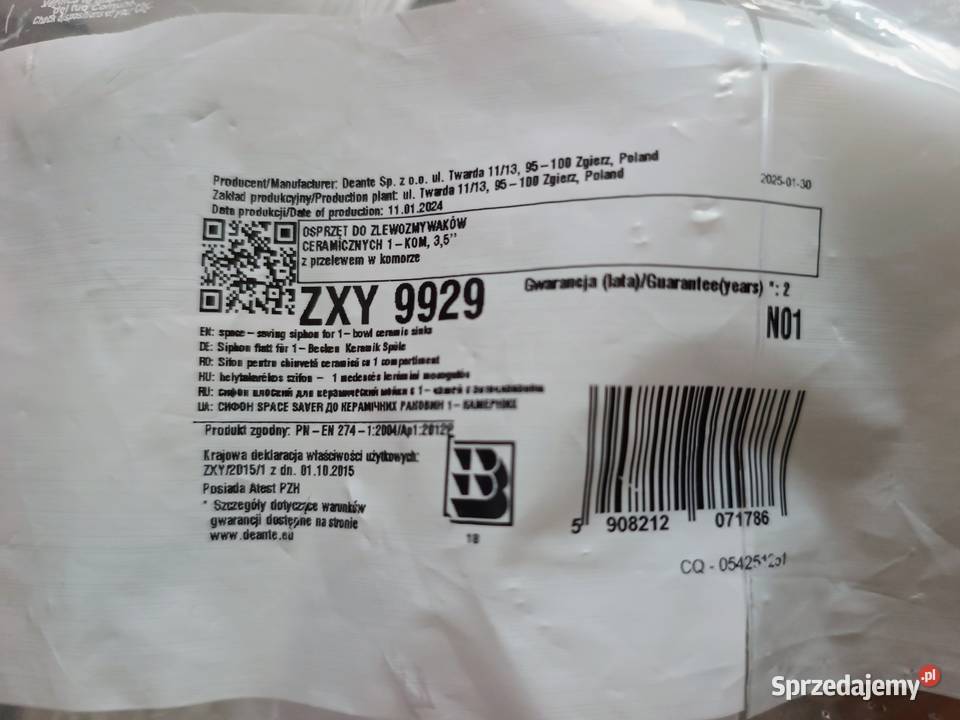 Syfon Zlewozmywakowy Deante ZXY 9929 NOWY sprzedam