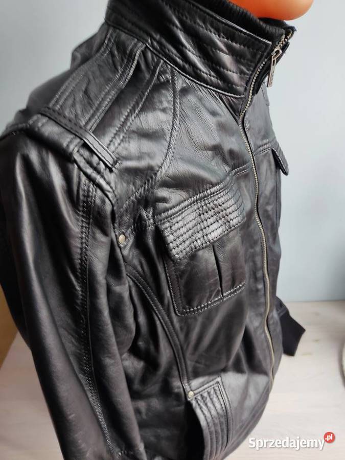Kurtka skórzana męska Bershka czarna Głuchołazy