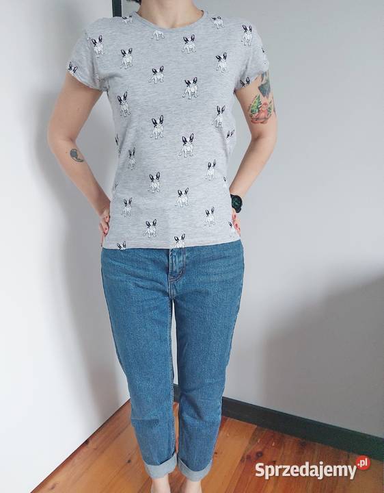 Tshirt w buldogi Primark 36 S psy szary damski wielkopolskie Poznań