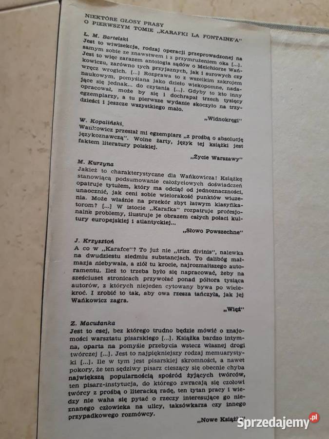 Melchior Wańkowicz Karafka La Fontainea tom 2 Bielsko-Biała