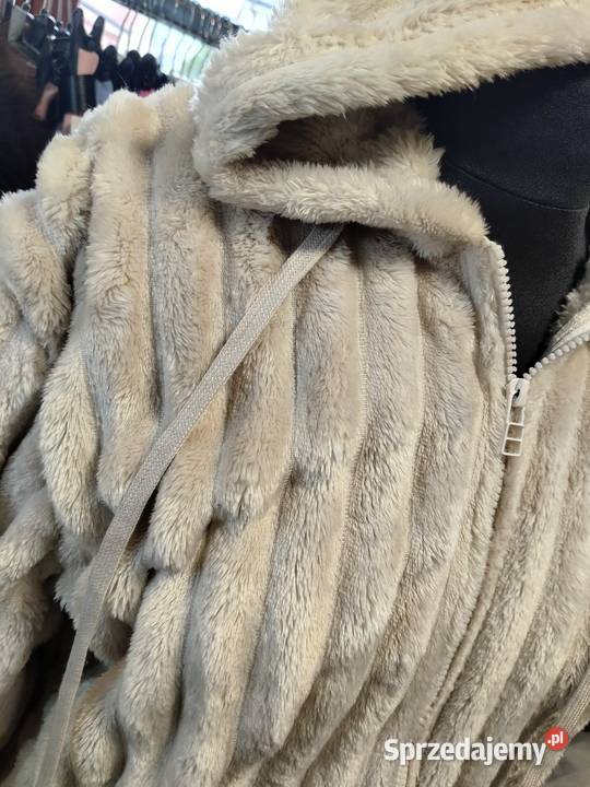 Różowa beżowa nowa stylowa bluza miś polar Odzież damska