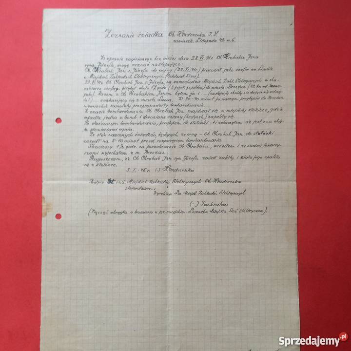 786 Lwów Zeznanie Świadka Chrobak Szczecin
