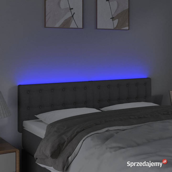 Zagłówek do łóżka z LED ciemnoszary 144x5x7888