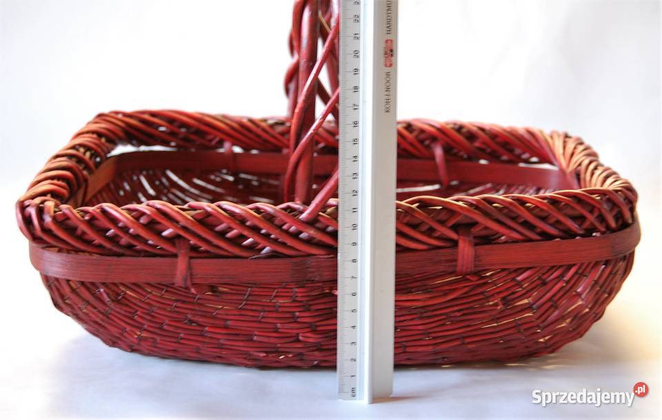 Kosz pleciony drewniany wiśniowy bordowy rattan lubelskie Lublin sprzedam
