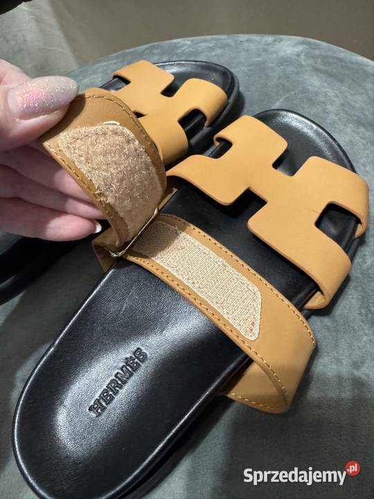 Klapki damskie Herms r38 skóra naturalna WAWA Warszawa