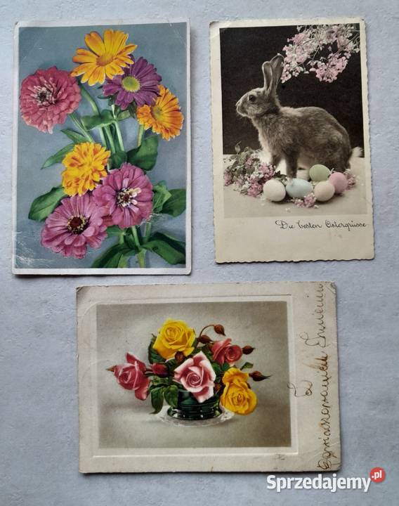 Trzy stare kartki pocztowe II wojna z okupacji w śląskie Dąbrowa Górnicza