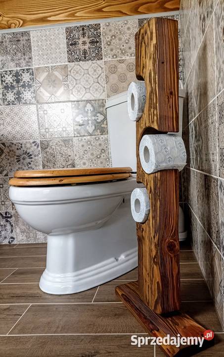Stojak na papier rustykalny wykonany z belki Pstrągowa sprzedam