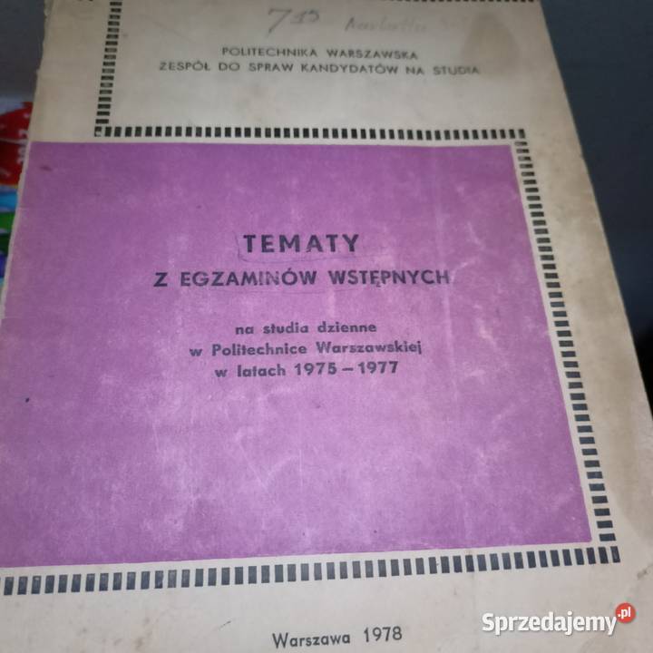 Tematy z egzaminów wstępnych na politechnikę Podręczniki Warszawa
