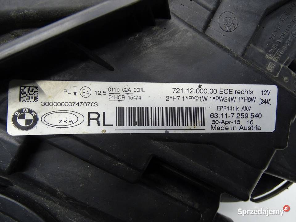 LAMPA PRAWY PRZÓD PRAWA PRZEDNIA BMW F30 F31 UK sprzedam