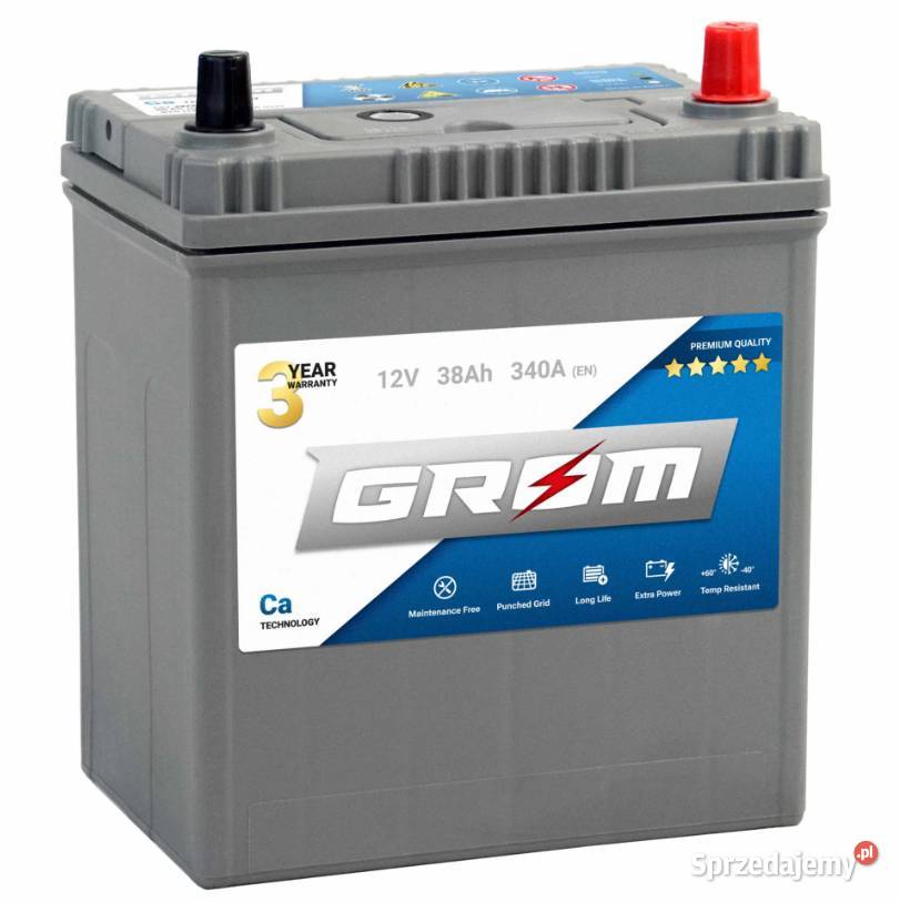 Akumulator GROM Premium 38Ah 340A EN Japan Lewy Stalowa Wola
