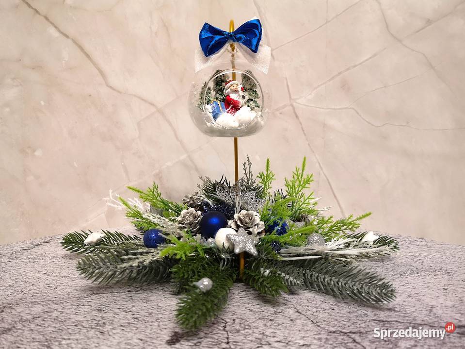 Stroik świąteczny wisząca szklana kula igliwiem Kielce