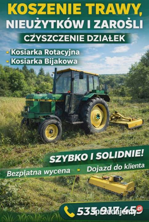 Koszenie trawy mulczowanie czyszczenie działek