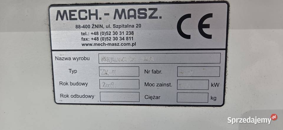 Krajalnica ręczna mech masz 2009 Biznes i Przemysł Ogorzelczyn sprzedam