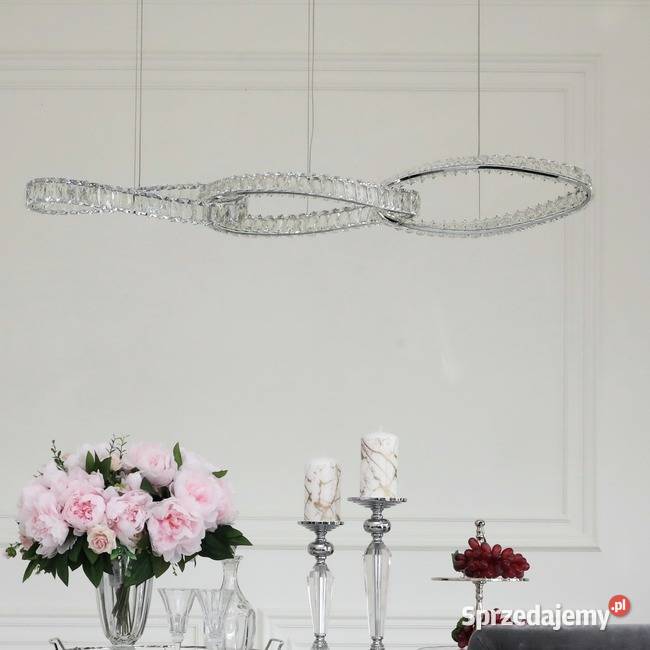 Żyrandol kryształowy nowoczesny srebrny podłużny Lampy wiszące sprzedam