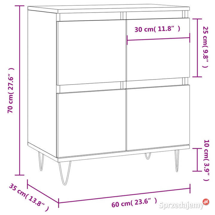 Komoda przydymiony dąb 60x35x70 materiał Warszawa